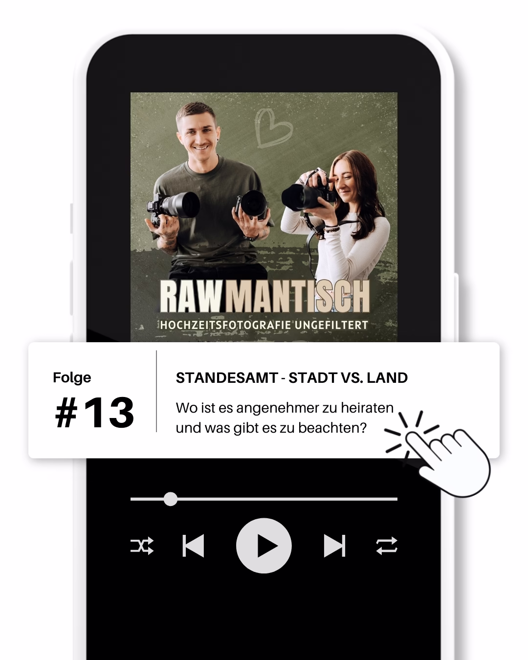 Podcast Rawmantisch - Hochzeitsfotografie ungefilter auf Spotify, Apple Podcast und Amazon Music