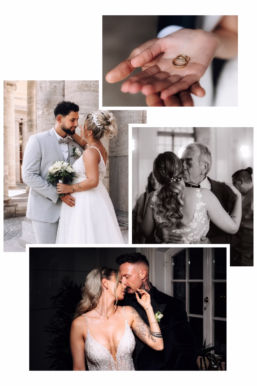 Brautpaarshooting Collage von Hochzeiten in München, Bayern und ganz Deutschland